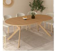IDMARKET Table à manger extensible ronde ALIX 4-10 personnes pied araignée bois effet hêtre 110-200 cm