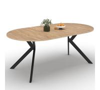 IDMarket - Table à Manger Extensible Ronde Alix 4-10 Personnes Pied araignée Bois et Noir 110-200 cm