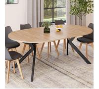 IDMarket - Table à Manger Extensible Ronde Alix 4-10 Personnes Pied araignée Bois et Noir 110-200 cm