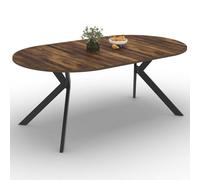 Table à manger ronde extensible - IDMARKET - ALIX - Bois vieilli et noir - 4-10 personnes - 110-200 cm