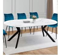 IDMarket - Table à Manger Extensible Ronde Alix 4-10 Personnes Pied araignée Noir Plateau Effet marbre Blanc Alaska 110-200 cm