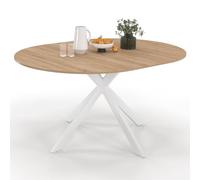 IDMarket - Table à Manger Extensible Ronde Alix 4-8 Personnes Pied araignée Bois et Blanc 110-150 cm