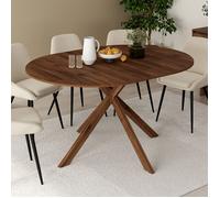 IDMarket - Table à Manger Extensible Ronde Alix 4-8 Personnes Pied araignée Noyer 110-150 cm