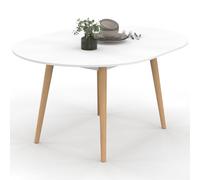 IDMarket - Table à Manger Extensible Ronde Angela 4-8 Personnes Blanc Pied Bois 110-150 cm