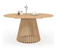 IDMarket - Table à Manger Extensible Ronde Carmen 4-8 Personnes Pied Bois en Lattes et Plateau Bois 110-150 cm