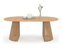 IDMarket - Table à Manger Extensible Ronde Carmen 4-10 Personnes Pied Bois en Lattes et Plateau Bois 110-200 cm