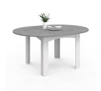 IDMarket Table à manger extensible Dona ronde blanc plateau effet béton 4-8 personnes 110-150 cm