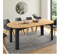 IDMarket - Table à Manger Extensible Ronde Dona 4-10 Personnes Noire Plateau façon hêtre 110-200 cm