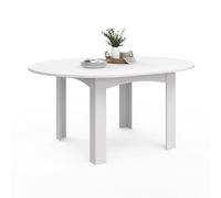 Table à manger ronde extensible - IDMARKET - DONA - Blanc - 4-8 personnes - 110-150 cm