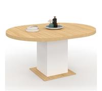 IDMarket - Table à Manger Extensible Ronde Eden 4-8 Personnes Bois et Blanc 120-160 cm