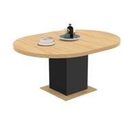 Table À Manger Extensible Ronde Eden 6-8 Personnes Bois Et Noir 120-160 Cm Noir