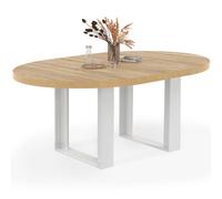 Table à manger ronde extensible - IDMARKET - PHOENIX - Bois et blanc - 4-6 personnes - 110-150 cm