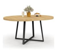 IDMarket Table à manger ronde extensible Selma bois et noir 4-8 personnes 110-150 cm