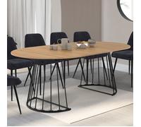IDMARKET Table à manger extensible ronde YUNA 4-10 personnes bois et noir 110 - 200 cm