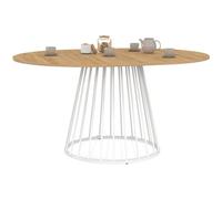 IDMarket - Table à Manger Extensible Ronde Yuna 4-8 Personnes Plateau Bois et Pied Filaire en métal Blanc 110-150 cm