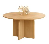 IDMarket - Table à Manger Fixe japandi Ronde Edith 6 Personnes Bois Effet hêtre 110 cm