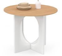 IDMarket - Table à Manger Fixe Ronde Aloise 80 cm Blanc et Bois Pied Arc | Capacité 4 personnes