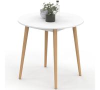IDMarket - Table à Manger Fixe Ronde Angela 80 cm Blanc et Bois