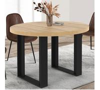 IDMarket Table à manger PHOENIX ronde fixe 4 personnes bois et noir 110 cm