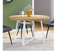 IDMARKET Table à manger fixe ronde SELMA 4-6 personnes bois et blanc 110 cm