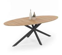 IDMarket – Table à manger Ovale Alix – 10 personnes, pied araignée bois et noir, 200 cm