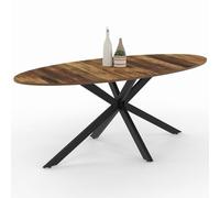 IDMarket - Table à Manger Ovale Alix 10 Personnes Pied araignée Noir et Plateau Bois foncé Hawkins 200 cm