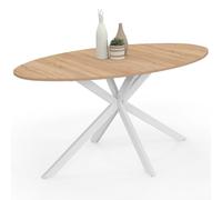 IDMarket - Table à Manger Ovale Alix 150 cm Pied araignée Bois et Blanc