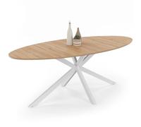 IDMarket Table à manger Alix ovale 10 personnes pied araignée bois/blanc 200 cm