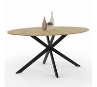 IDMarket – Table à manger Alix ovale 8 personnes pied araignée bois/noir 150 cm