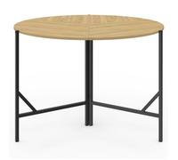 IDMarket - Table à Manger Pliante Ronde Yael 4 Personnes Bois et Noir Design Industriel 110 cm