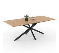 IDMarket - Table à manger rectangulaire Alix 10 personnes pied araignée bois et noir 200 cm