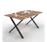 IDMarket Table à manger DAKOTA rectangle 6 personnes pieds forme en X design industriel 160 cm
