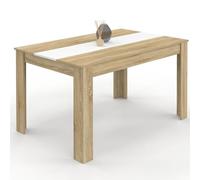 IDMarket - Table à Manger Rectangle Georgia 6 Personnes Imitation hêtre et Blanche 140 x 80 cm