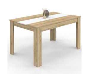 IDMarket - Table à Manger Rectangle Georgia 6 Personnes Imitation hêtre et Blanche 140 x 80 cm