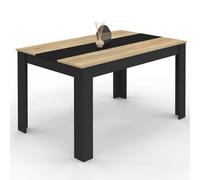 IDMarket - Table à Manger Rectangle Georgia 6 Personnes Noire et Imitation hêtre 140 x 80 cm