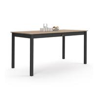 IDMarket - Table à manger rectangle ISIS - 8 personnes, tiroir, bois et noir, 150 cm