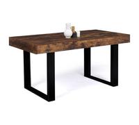 IDMarket - Table à manger Phoenix rectangulaire 6 personnes bois effet vieilli et noir 160 cm