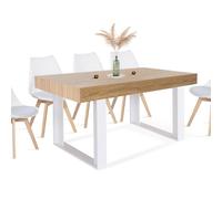 Table À Manger Phoenix 6 Personnes Bois Et Blanc 160 Cm