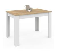 IDMarket - Table à Manger Rectangle ROZY 4 Personnes Blanc Plateau façon hêtre 110 cm