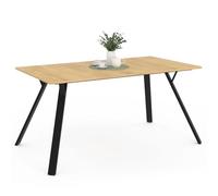 IDMarket Table à manger rectangulaire YSEULT 6 personnes bois noir design industriel 160 cm