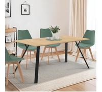 IDMarket Table à manger rectangulaire YSEULT 6 personnes bois noir design industriel 160 cm