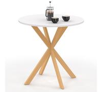 IDMarket - Table à Manger Ronde Alix 4 Personnes Pied araignée Bois et Plateau Blanc Gisele 80 cm
