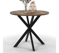 IDMarket - Table à Manger Ronde Alix 4 Personnes Pied araignée Noir et Plateau Bois foncé Hawkins 80 cm