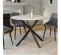 IDMarket - Table à Manger Ronde Alix 6 Personnes Pied araignée Noir Plateau Effet terrazzo Simone 110 cm