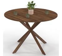IDMarket - Table à Manger Ronde Alix 6 Personnes Pied araignée Noyer 110 cm