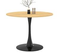 IDMarket - Table à Manger Ronde Dalia 4 Personnes Pieds Tulipe Bois et Noir 100 cm
