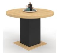 IDMarket Table à manger ronde EDEN 6 personnes Bois et noir 110 cm