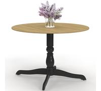 IDMarket - Table à Manger Ronde Marie 4-6 Personnes Bois façon hêtre et Noir 110 cm