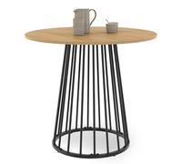 IDMarket - Table à Manger Ronde Yuna 4 Personnes Plateau Bois et Pied Filaire en métal Noir 80 cm