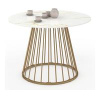 IDMarket - Table à Manger Ronde Yuna 6 Personnes 110 cm Laiton et marbre
